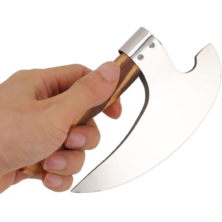 Diydeg Pizza Cutter Axe, Multi Purpose Stainless Steel Handmade Pizza Cutter with Anti Slip Pine Handle, Medieval Pizza Cutter Kitchen Tools for
