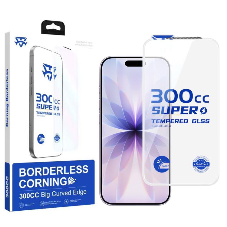 300CC Large Arc Antistatic Borderless Corning Gorilla HD 9H+ Tempered Glass Screen Protector, Retail Package