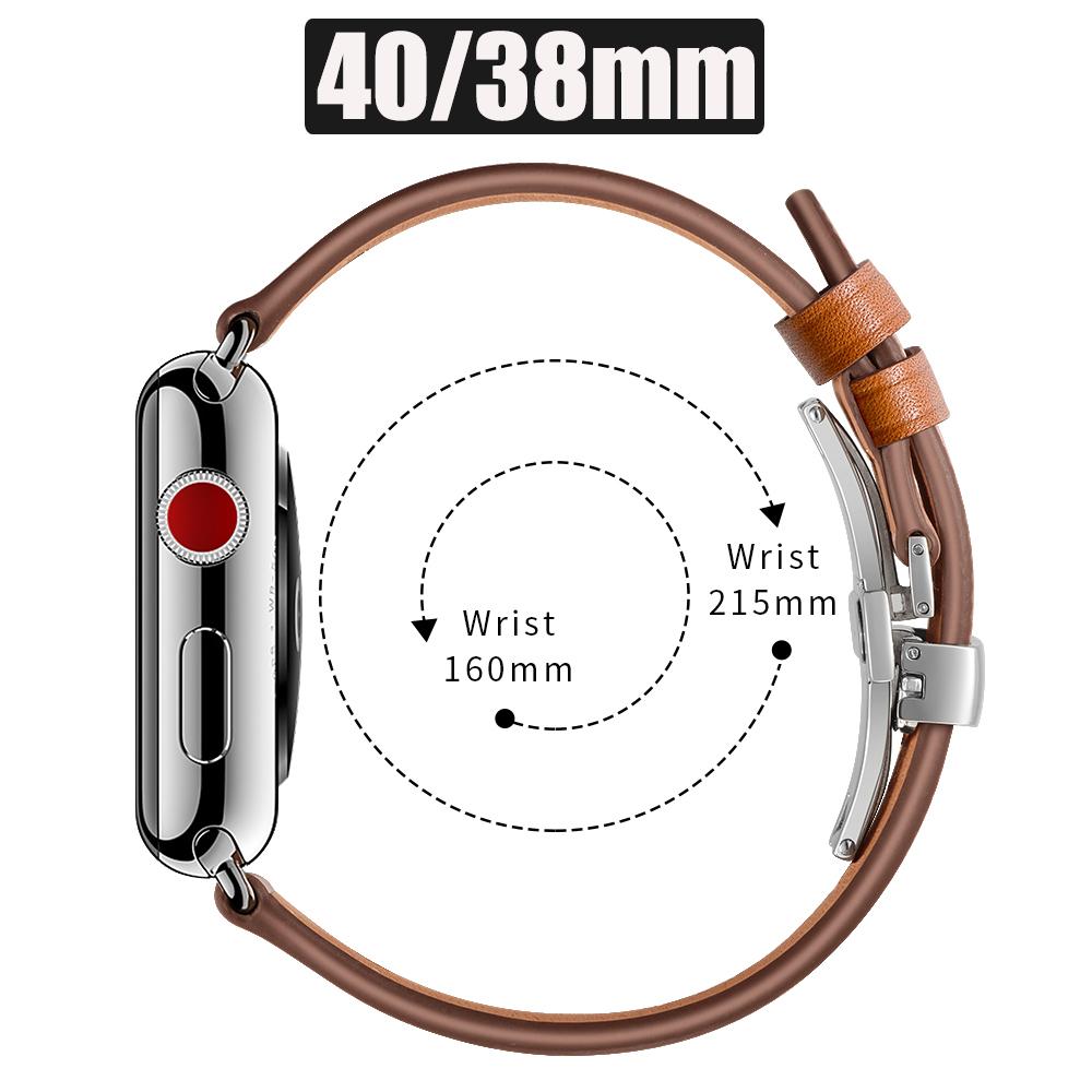 Watchband For Apple Watch Band Genuine Leather Strap Apple Watch 7 6 5 4 3 2 1 SE 45mm 41mm Butterfly Clasp Strap for iWatch 44/40mm 42 38