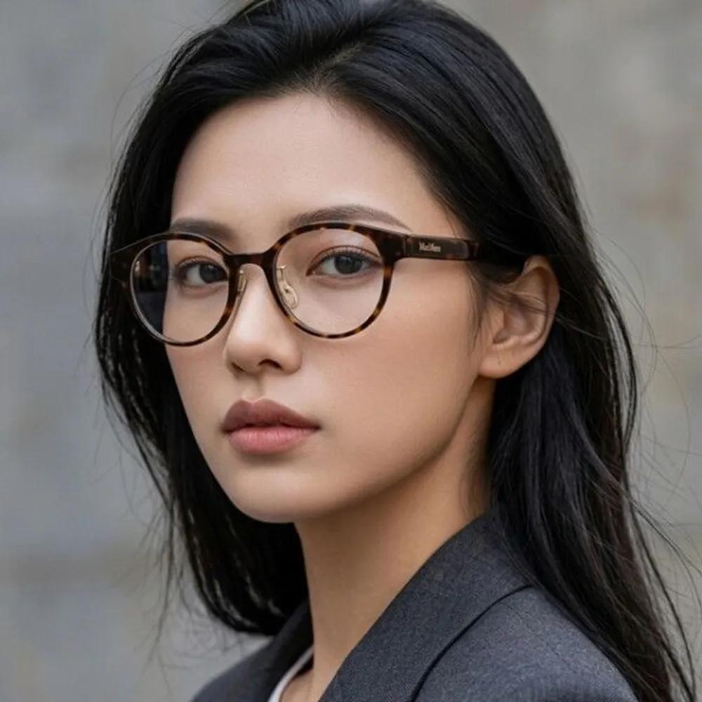 [MaxMara] Eyeglass Frames MM5125 D 052 Leopard Print Round Horn-rimmed Glasses for Women and Men