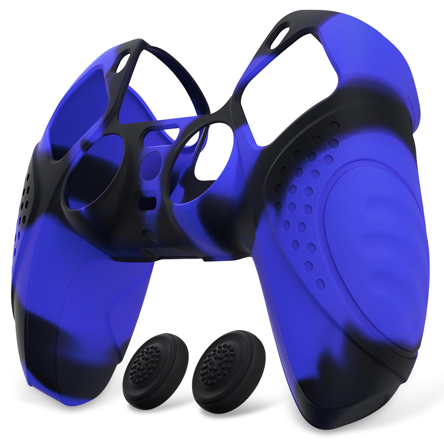 

eXtremeRate PlayVital Захисний чохол для чохол для PS5 з ковпачками для стіків PS5, контролер, [Синій і Чорний]