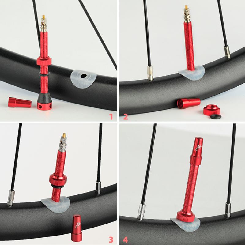 Bicycle F/V Tubeless Valve 44 60 80Mm For Bike Aluminum Alloy Pole Brass Core Integrated Rectangle Base Valve Cycling Parts