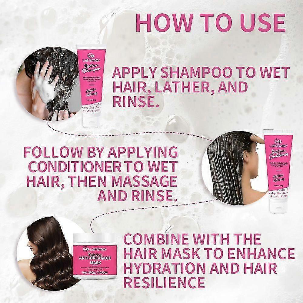 Biotin Hair Care Set for Stronger, Shiny Locks - Shampoo, Conditioner & Anti-Breakage Mask for UK Hair