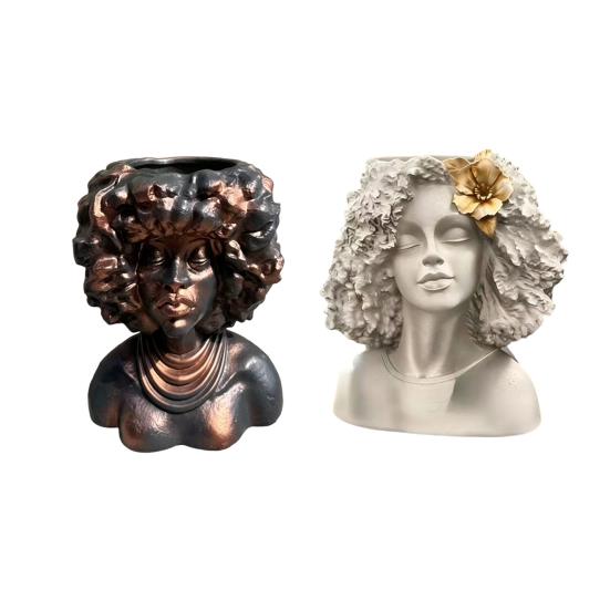 Vaso Viso in Resina Scultura da Montare sulla Testa Vaso Artistico per Piantare Leggero Vaso Fiori Avatar in Resina Regalo per Amanti delle Piante Decorazione per la Casa