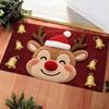 Christmas Snowman Red Star Pattern Doormat Non Slip Absorbent Floor Rug for Entryway Kitchen Bathroom Holiday Decor