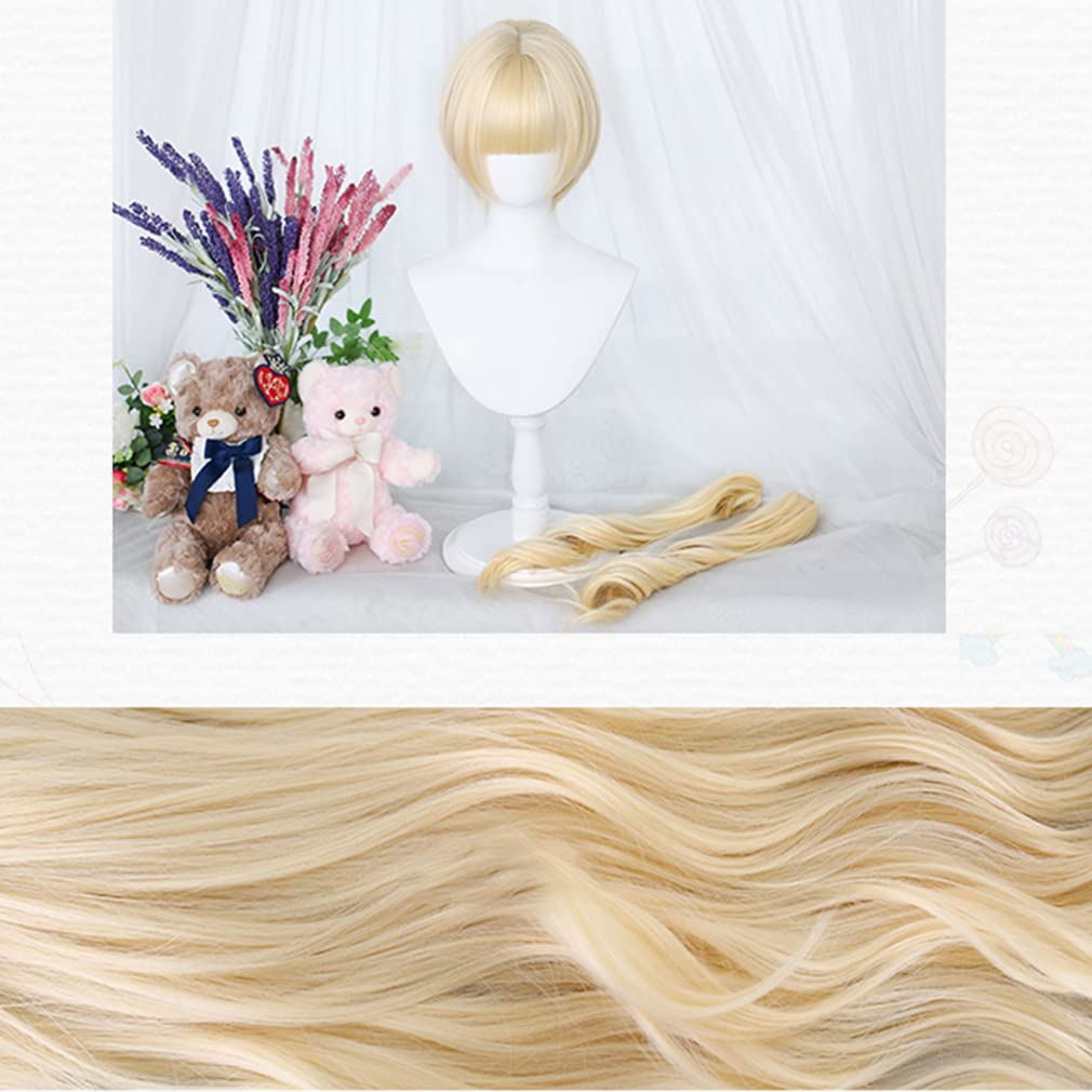 Lolita Harajuku GAL Twin Disguise Costume Cosplay Wig Wig, Style, Style, Blonde, Tail, Curly, Long, Heat-Resistant, Wig, Accessory, Party, Festival,