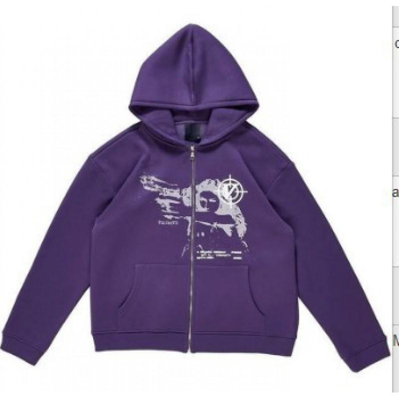 Unisex Hooded Zip-Up Sweatshirt Oversized Streetwear Pullover With Print Design