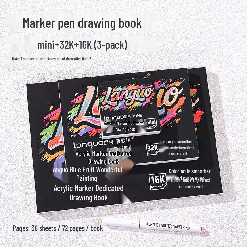 Blue Fruit Acrylic Cardstock Drawing & Doodling Mini Watercolor Pocket Book with Thickened Blank Pages