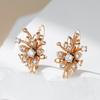 Kienl  Unique  Rose Gold Color Flower Drop Earring For Women Shiny Natural Zircon Accessories Daily Vintage Jewelry Gift