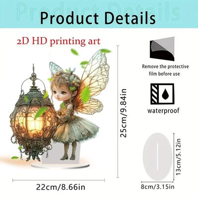 Buntes Acryl Elf Fee mit Flügeln Ornament für Wohnzimmer oder Schlafzimmer Dekor
