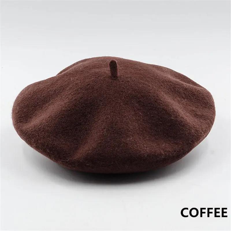 Women Girls Beret French Plain Wool Caps Warm Winter Beanie Hat Vintage Berets Solid Color Elegant Ladies Winter Hats Caps