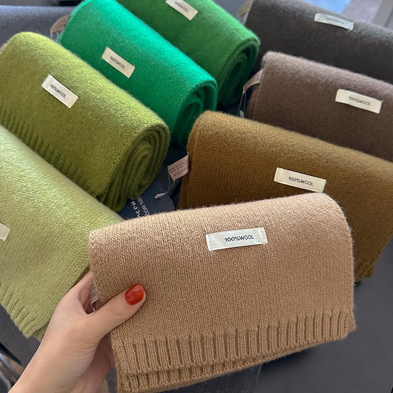 18-color scarf women's winter high-end soft waxy season warm thickened knitted wool couple scarf Korean