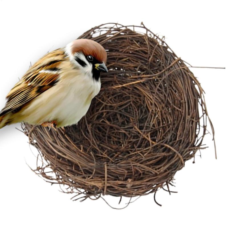 Straw Round Rattan Bird Nest Artificial Rattan Round Nest Cages Bird Nest For Cage Handmade Woven Bird Breeding Nest Bird House spain