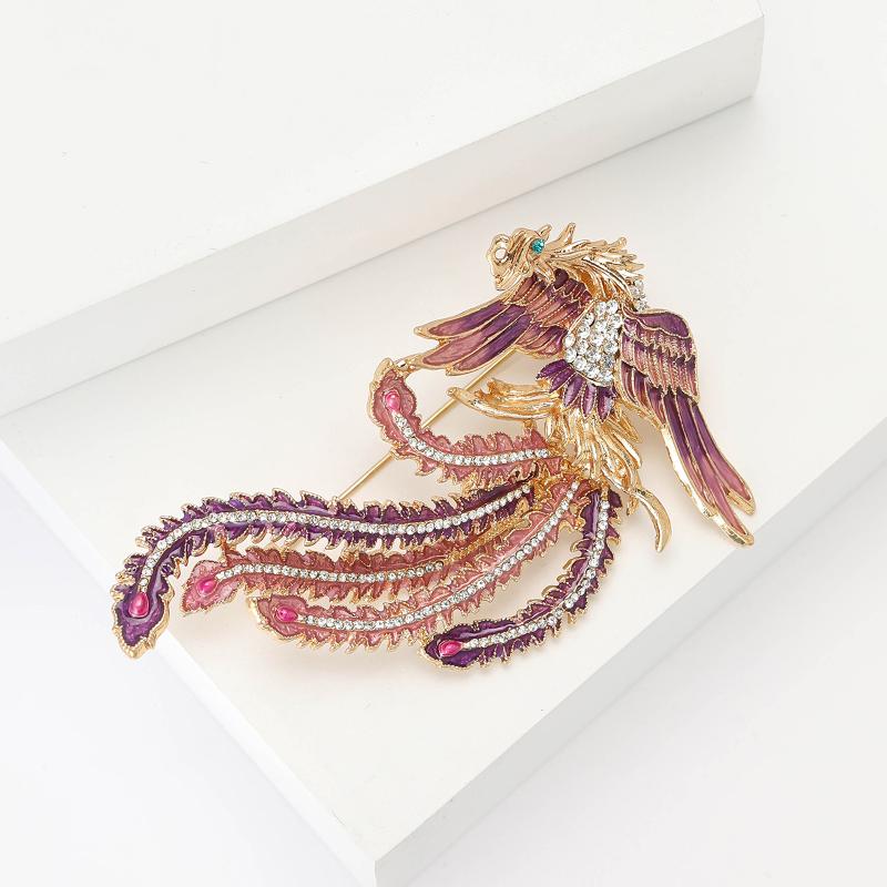 Phoenix Brooches Unisex Enamel Animal Bird Category Pin Women Coat Accessories Gifts