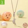 Creative Design Sense Opening And Closing Buckle Croissant Pendant Accessories S925 Sterling Silver French Romantic Wind Beads
