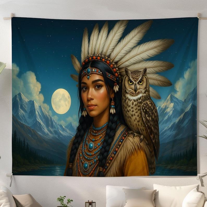 Moonlight Mountain Woman tapestry 75x100 чёрный