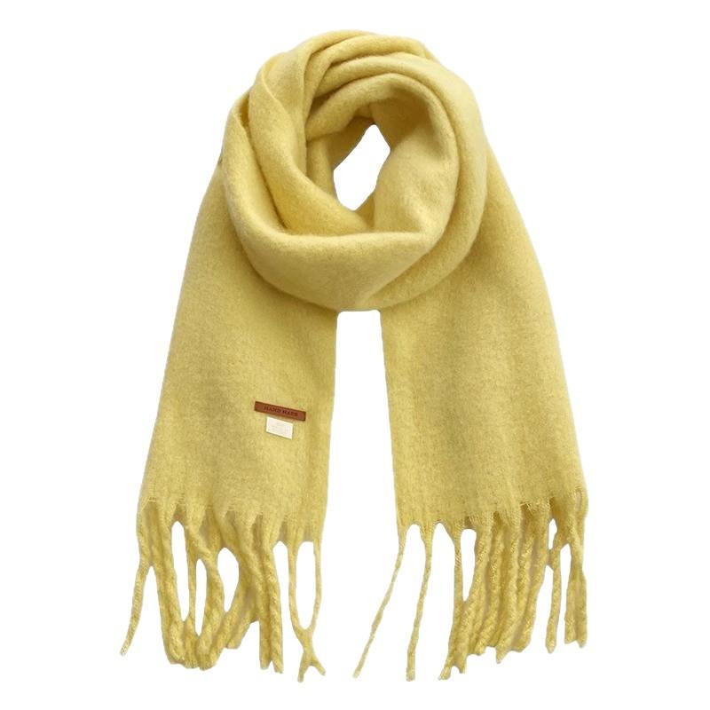 Solid Color Scarf Winter Macaron Color Warm Face Covering Windproof Cold Resistant Tassel Shawl Scarf