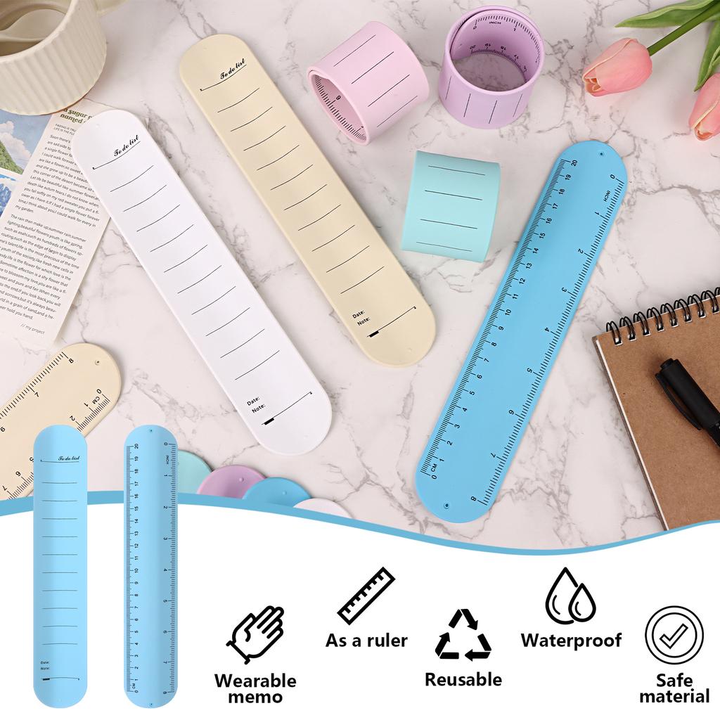 30 Pcs Silicone Reminder Bracelet 9.3 X 1.8'' Reusable Wearable Erasable Wrist Notepad Writable