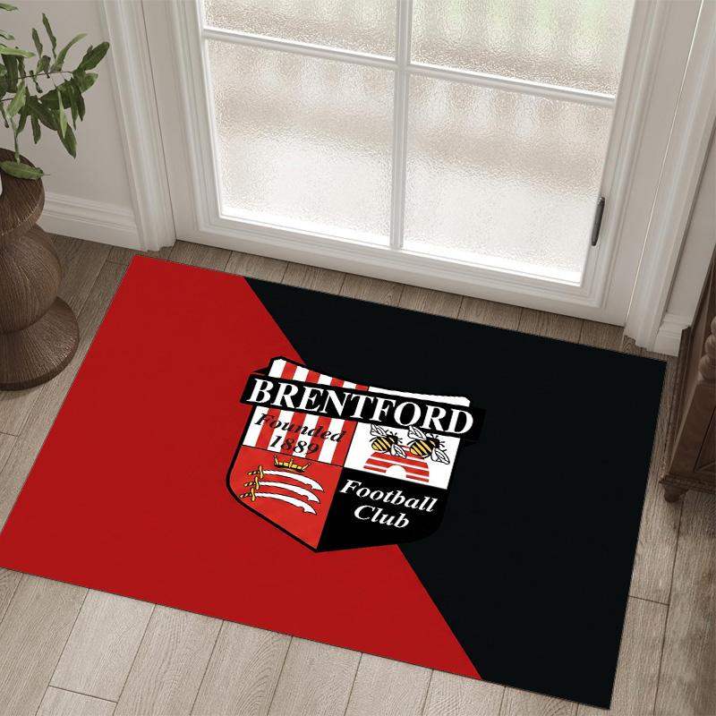 Brentford Football Design Crystal Velvet Carpet Cozy Non?Slip Printed Rug For Bedroom Living Room Entrance