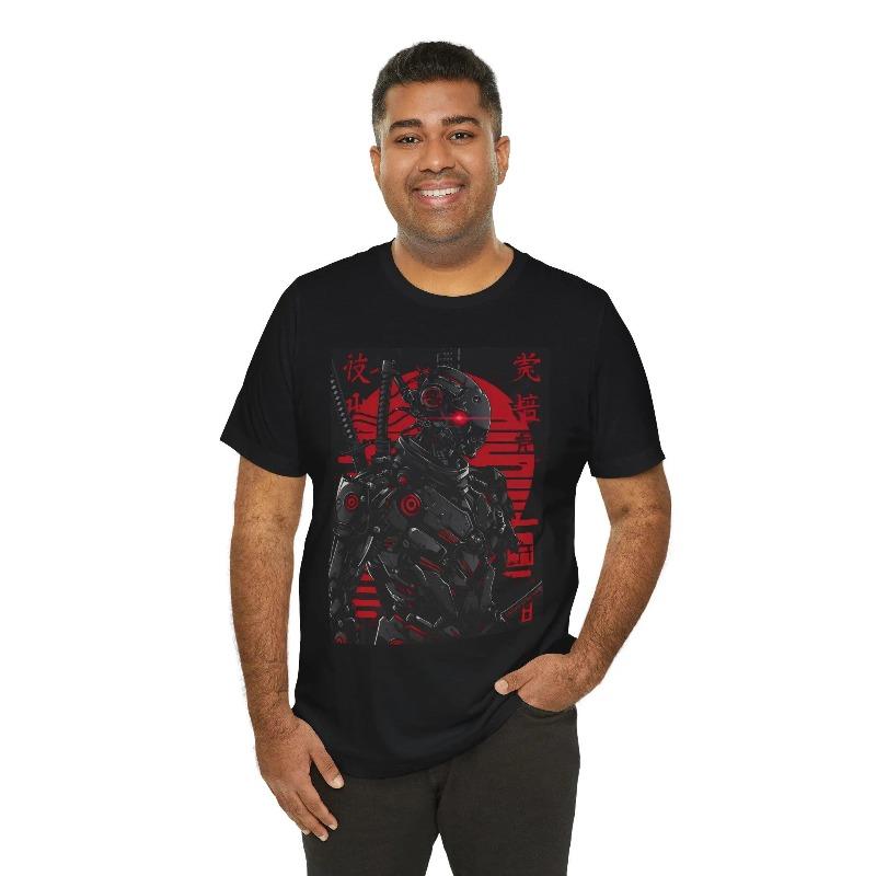 Summer Hot Sale Cyber Samurai Tshirt Japanese Cyberpunk Anime Pattern Mens Round Neck Short Sleeve Tshirt