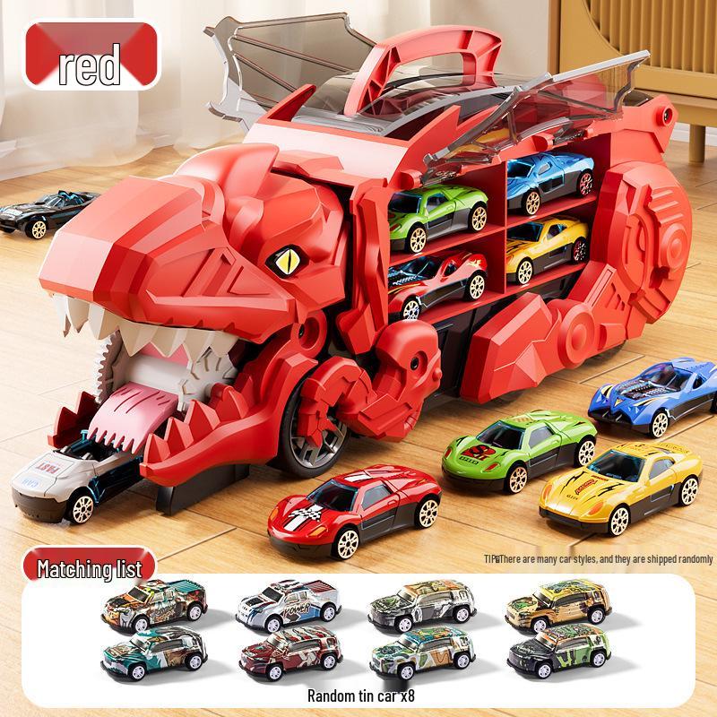 3-in-1 Transforming Dinosaur Toy Car Set for Kids Aged 3-5 with Mini Car Storage
