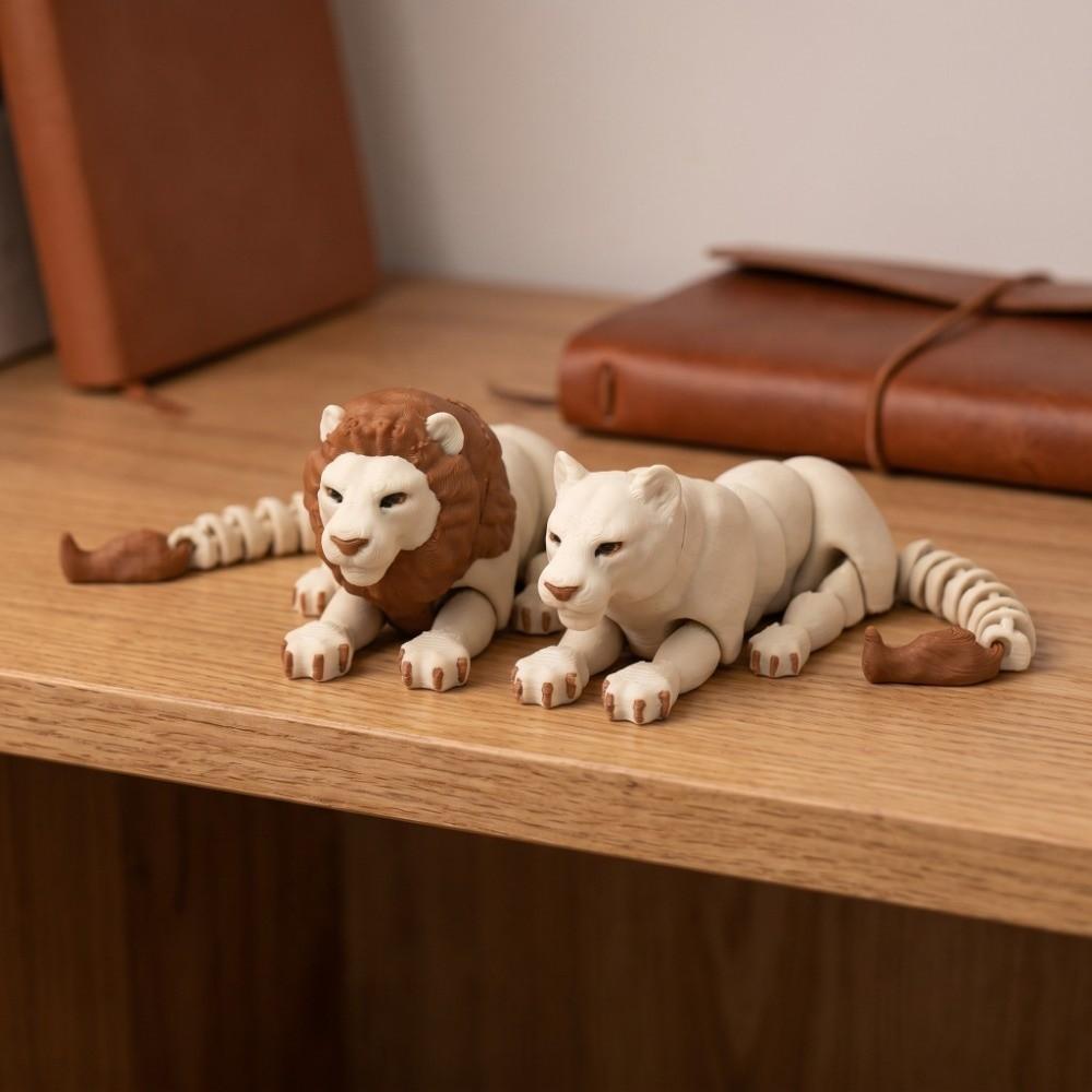 3D-gedruckte Löwenstatuen Kreative Löwenornamente Geschenke Gelenkige Löwenfigur für den Schreibtisch