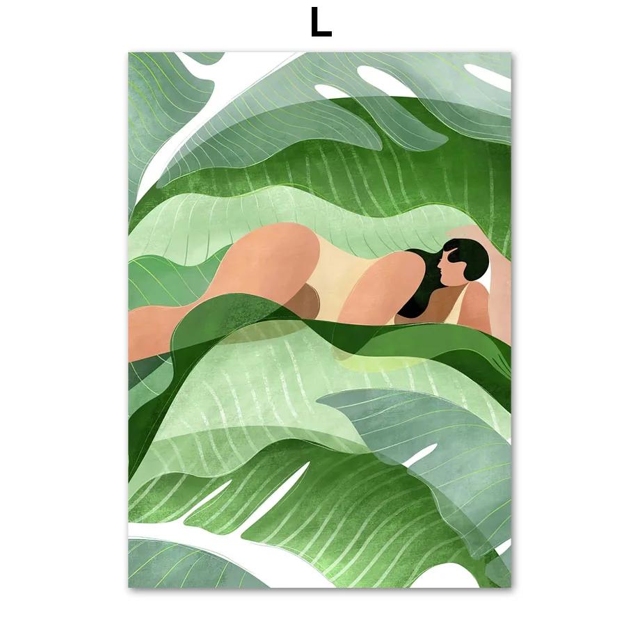 Scandinavian Style Boho Abstract Wall Art Prints, Abstract Poster, Coral Leaves Flower Gallery, Aesthetic Room Decor, Modern Fas