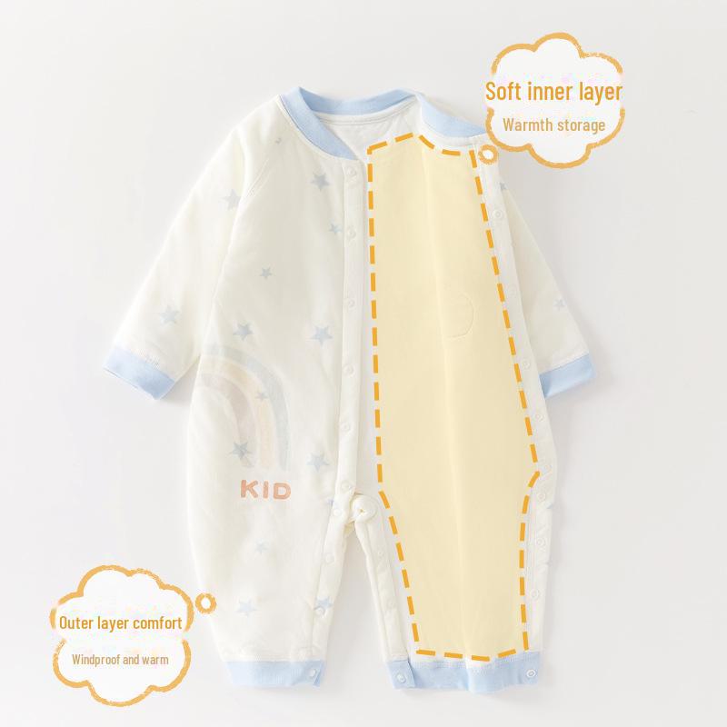 Newborn Quilted Cotton Jumpsuit: Spring/Autumn Padded Pajamas & Crawling Outfit