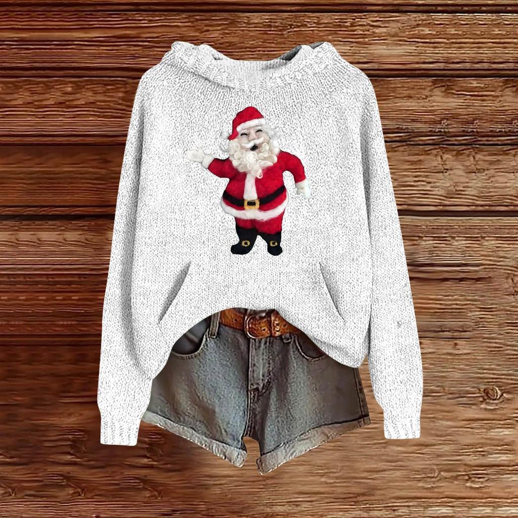 Dámské mikiny Pletený svetr Roztomilé tričko Podzimní pulovr Mikina s kapucí