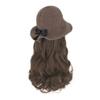 Bucket Hat Bow Top Hat Wig Korean Style Long Curly Wave Hair Fisherman Hat Wig  Autumn Winter