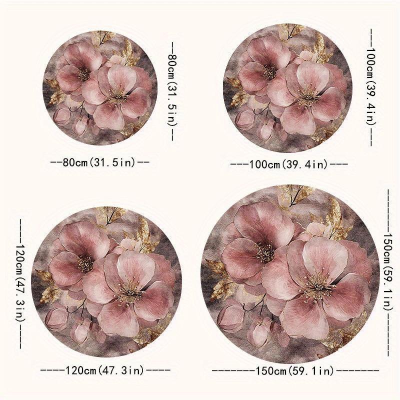 Luxury Romantic Floral  Pattern Round Shape Floor Mats Kitchen Hallway Runner Rug Bedroom Living Room Soft Carpet Non-slip Area Rug