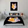 "Fox Floral Art Decor Set" Bedding Set with 1 Duvet Cover 2 Pillowcases Single Double King Queen, Gift