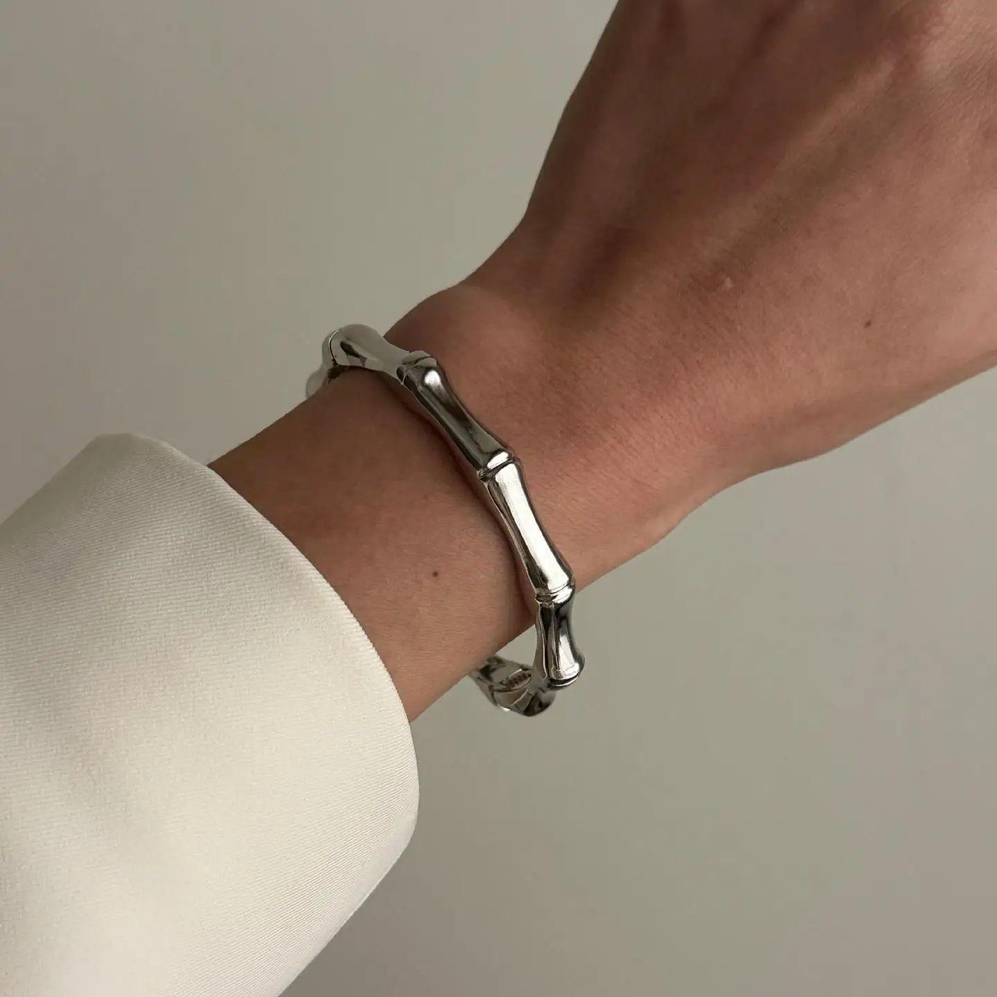 

DIEZI 4 Style Punk Heavy Metal Cuff Bangles Bracelets Vintage Gold Silver Color Geometric Spring Bangles For Women Men Jewelry