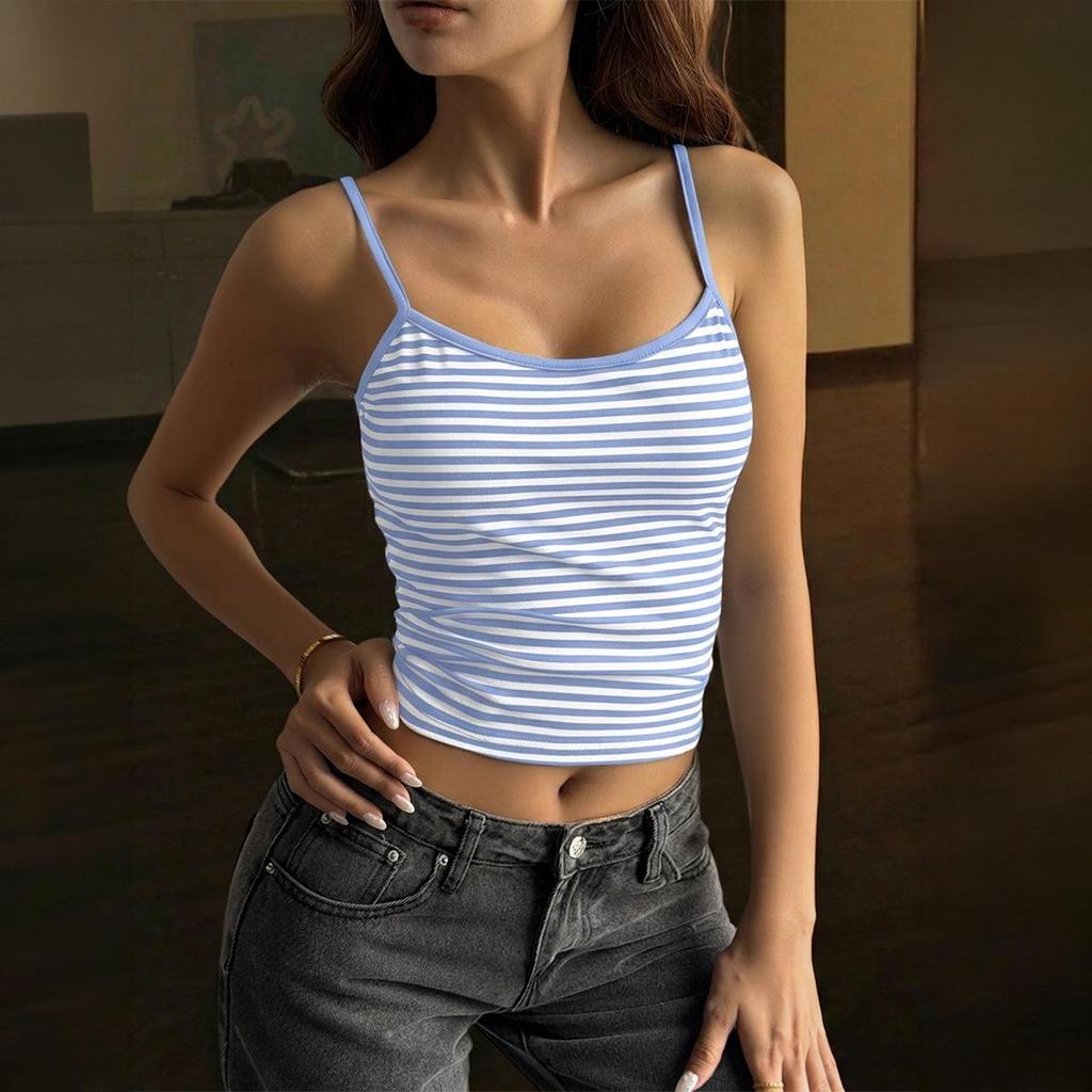 Di Yun Y2K Gestreiftes Trägertop West T-Shirt für Damen - Sommerkollektion 2026