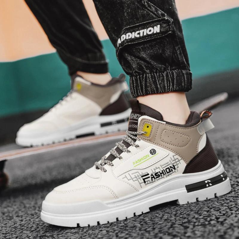 Fashion Mens Shoes Casual Autumn Winter Sneakers Outdoor Platform Hiking Fashion Luxury Leather Loafers Tennis Ankle Boots Flat Trainers