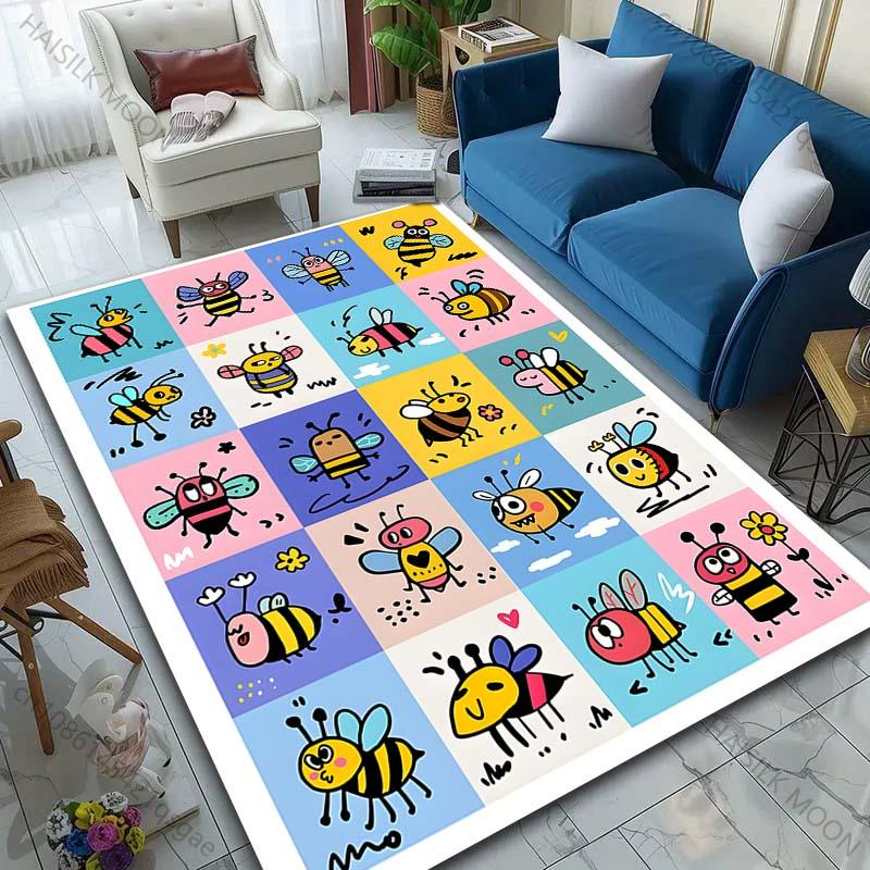 Multiple sizes Cartoon Bees Collection Carpet for Living Room Bedroom Sofa Home Decor Rus Non-slip Floor Mat Luxury Gift