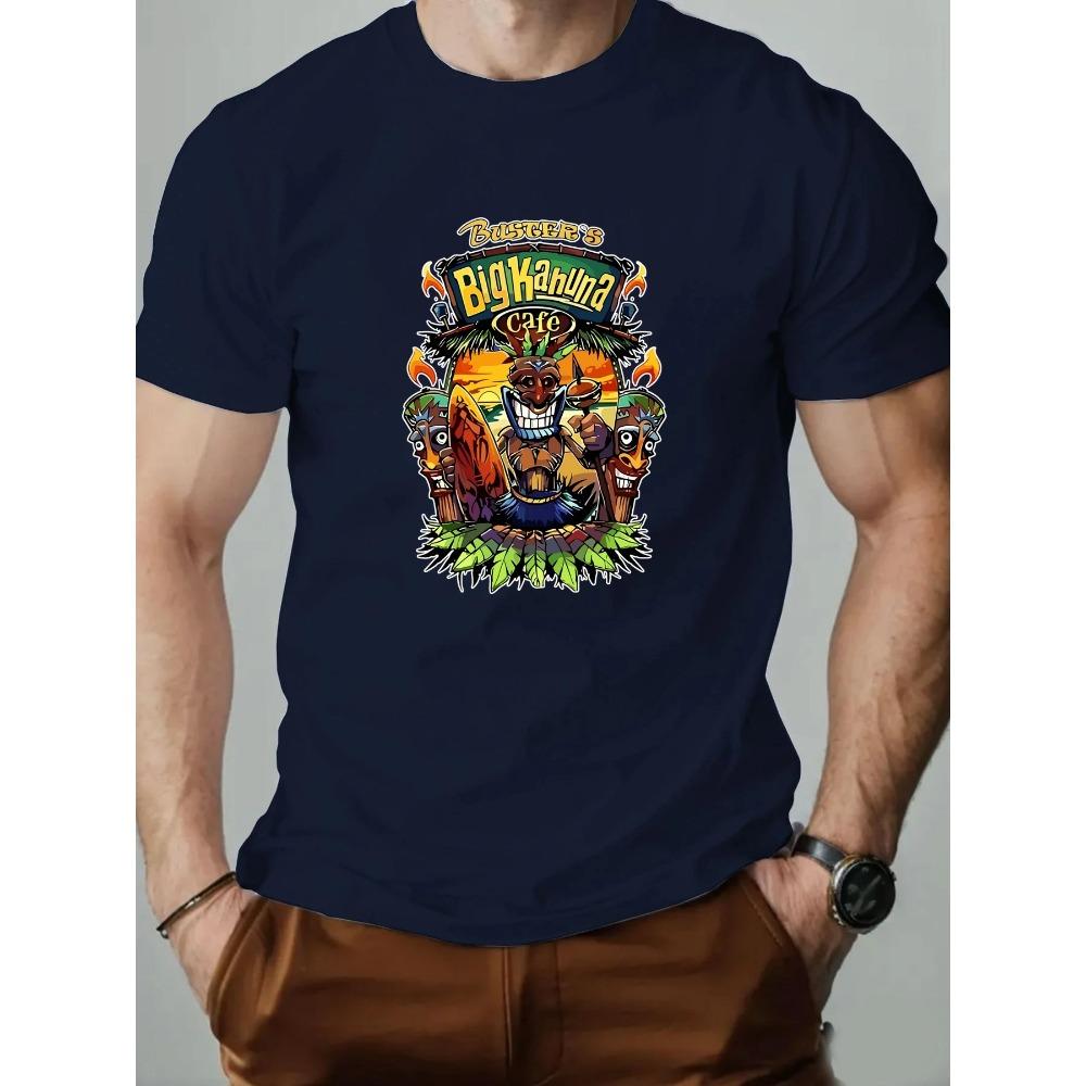 Men's T-Shirt 100% Cotton Tribe Cartoon Print Summer Oversized Round Neck Breathable Casual Short Sleeve Fashion T Shirt