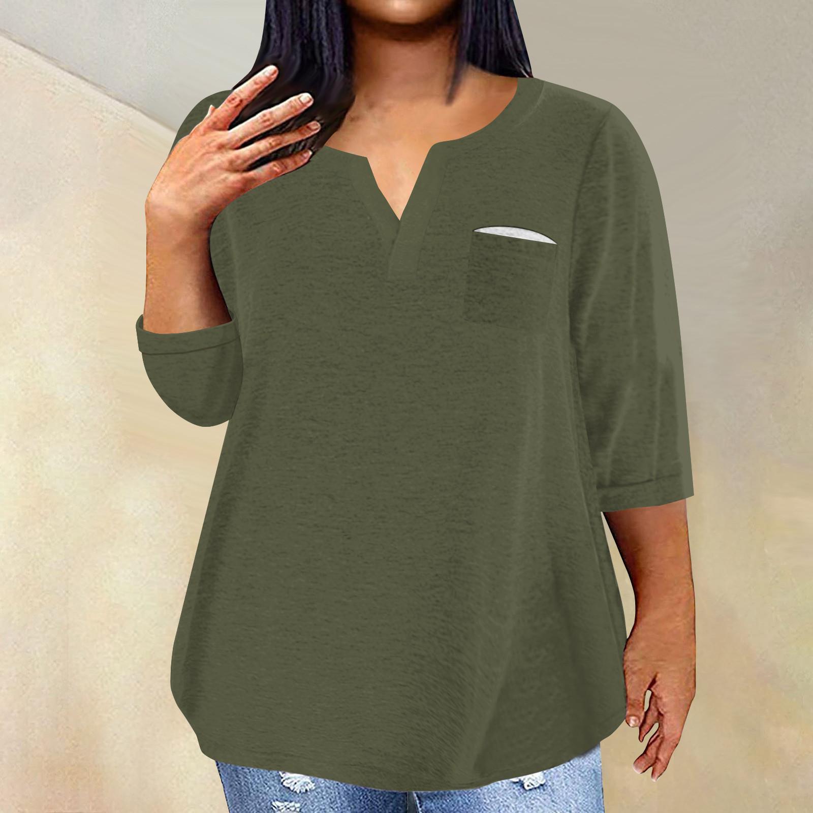 

Женский модный повседневный пуловер с рукавами три четверти и V-образным вырезом с принтом, топ с рукавами 4/3 XXXXXL