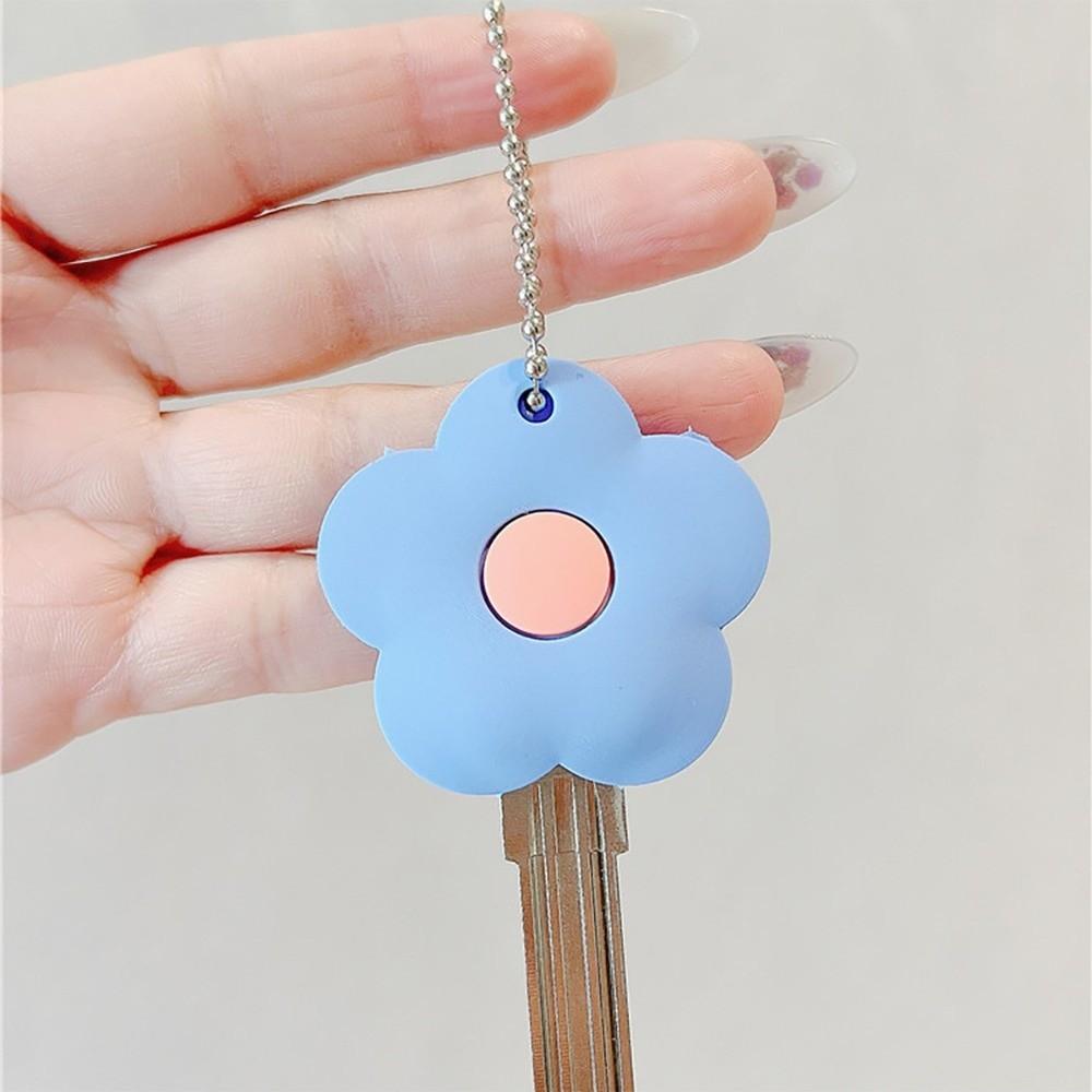 Creative Flower Keychain Soft Access Card Holder Mini Flower Key Cover Cap Girls
