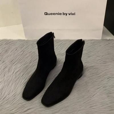 2025 Damskie Buty Wysokiej Jakości Botki Damskie do Połowy Łydki Modne Buty z Tylnym Zamkiem Nowoczesne Buty Damskie Gorąca Wyprzedaż Solidne Buty dla Kobietzapatos