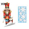Winter Holiday Gift Nutcracker Soldier/Bow Window Static Decals, Waterproof PVC Christmas Stickers, Party Supplies Reusable Wall Stickers for