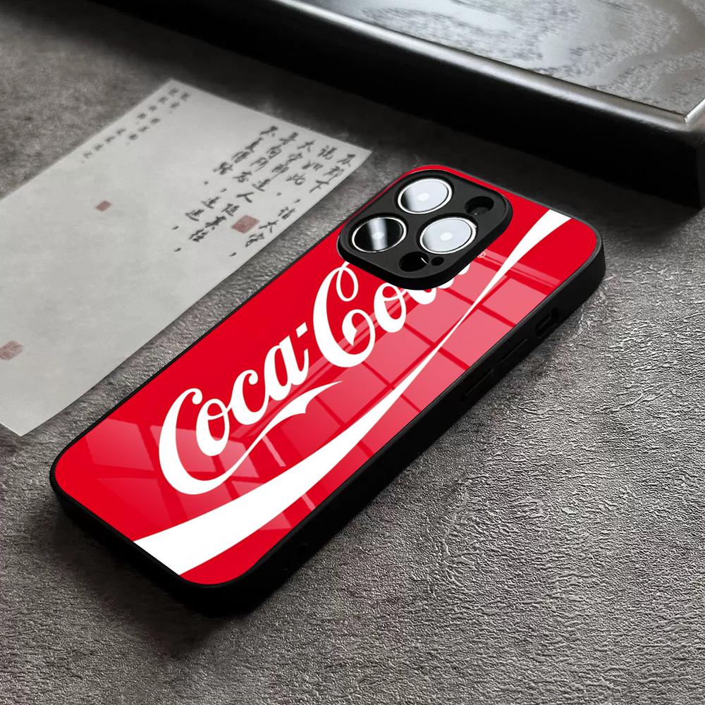 

Чехол для телефона C-Coca-Fashion Cola для 17 Pro Max IPhone 16 Pro 15 12 11 13 Mini X XR XS 14 Plus SE Стеклянная крышка iPhone 15 Plus