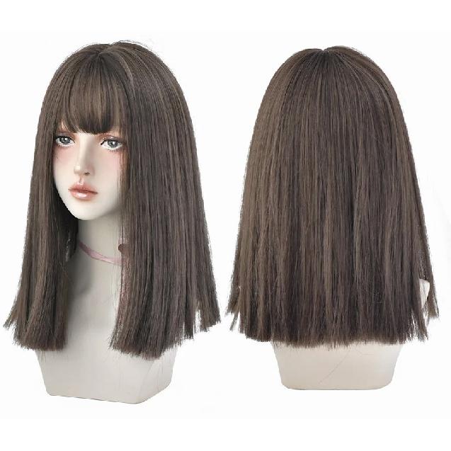 Dlouhé rovné syntetické světle hnědé paruky s ofinou pro ženy, tepelně odolné, pro každodenní použití, horké prodeje, velkoobchodní prodej paruky