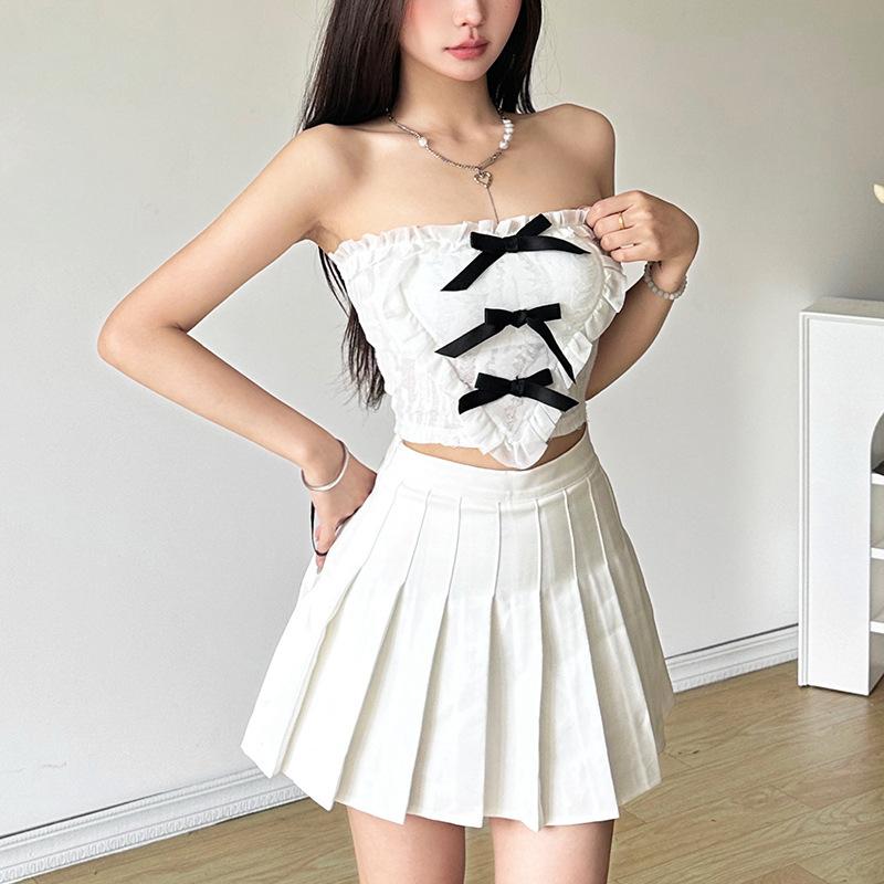 European and American style spring new women's clothing chic sexy slim bow tight love ruffle edge small vest