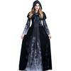 Halloween Adult Reaper Long Dress Horror Skull Vampire Cosplay Suit Bar Stage Costume