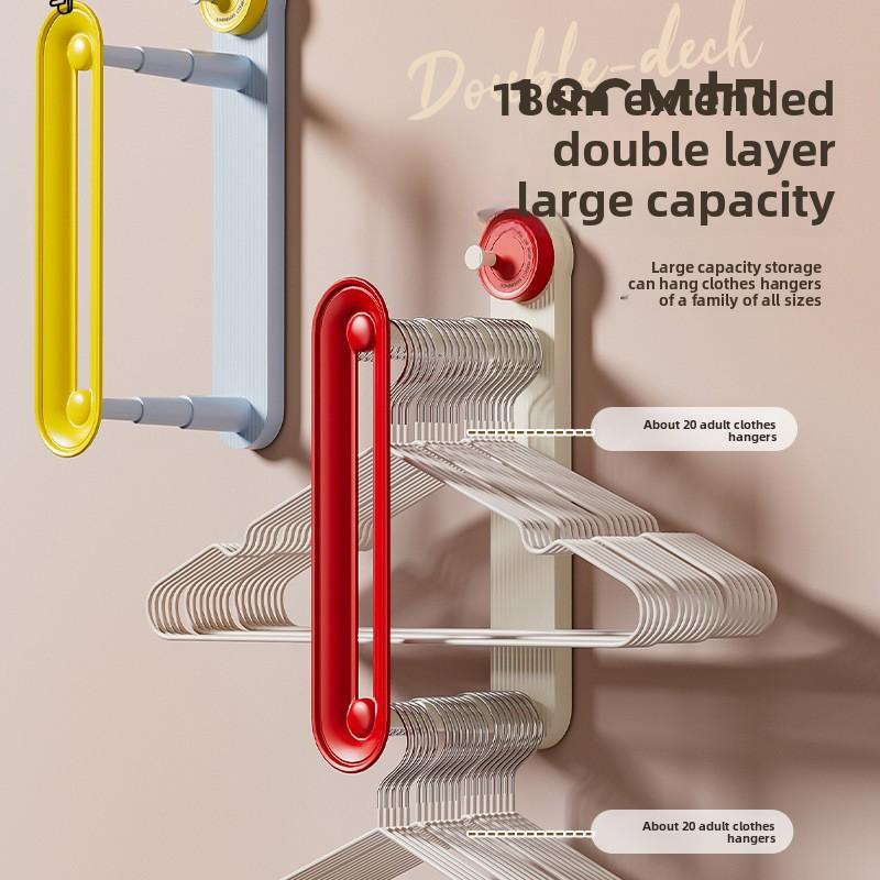 Double-layer Retractable Adjustable Balcony Household Suction Cup Storage Rack