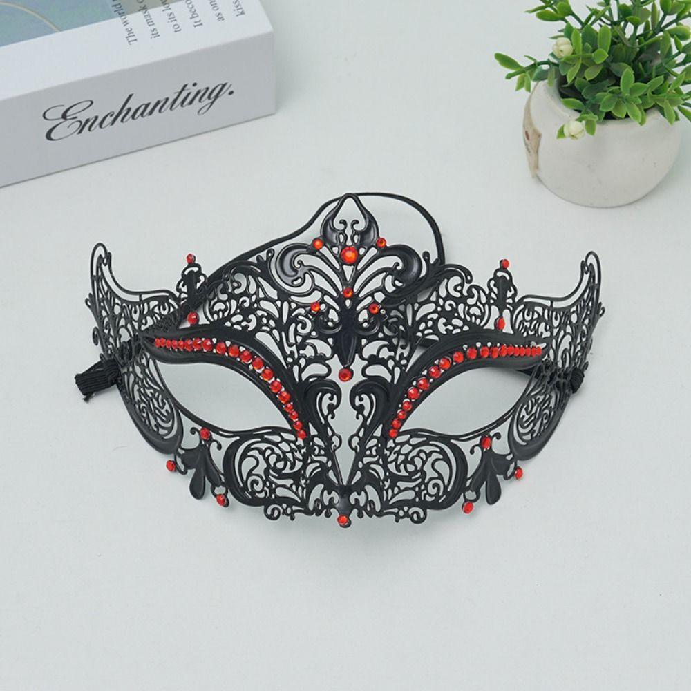 Creative Retro Half Face Mask Rhinestone Masquerade Mask Elegant Metal Eye Mask  Masquerade Jewelry