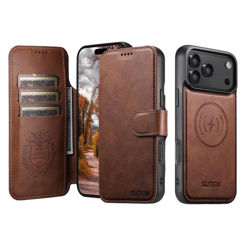 iPhone 17 Pro Max Flip Case with Card Slot, Magnetic Snap, Wireless Charging, Stand Function, and Leather Finish