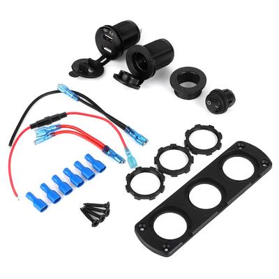 12V Cigarette Lighter Socket Dual USB Power Charger+Independent Switch with Blue LED