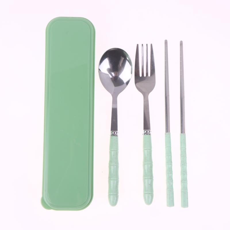 3Pcs Stainless Steel Portable Student Tableware Outdoor Travel Box Spoon Fork Chopsticks Set Adult Gift Cutler